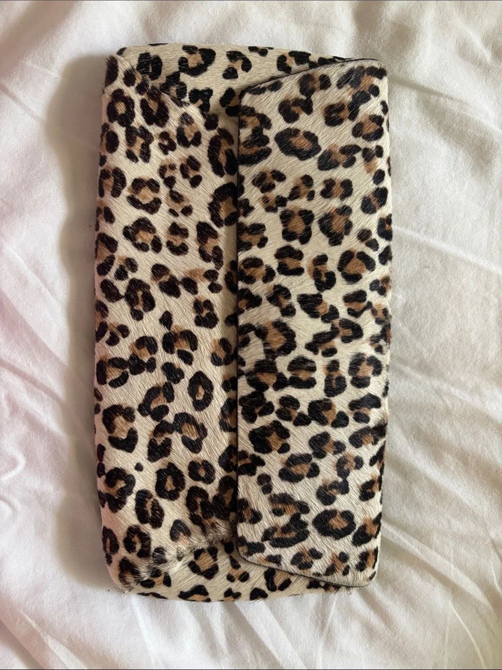 Ann Taylor Leopard Print Clutch in Black, Tan, Cream Horsehair